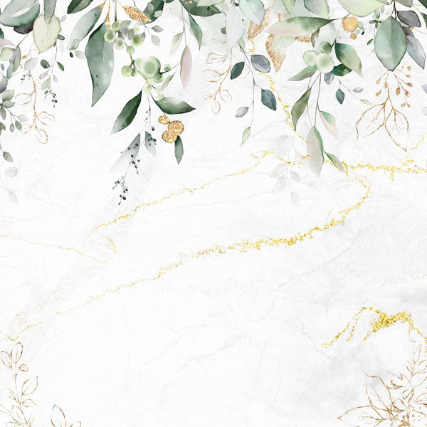 Holy Sacraments Collection Confirmation Eucalyptus & Gold 12 x 12 Double-Sided Scrapbook Paper by Scrapbook Customs