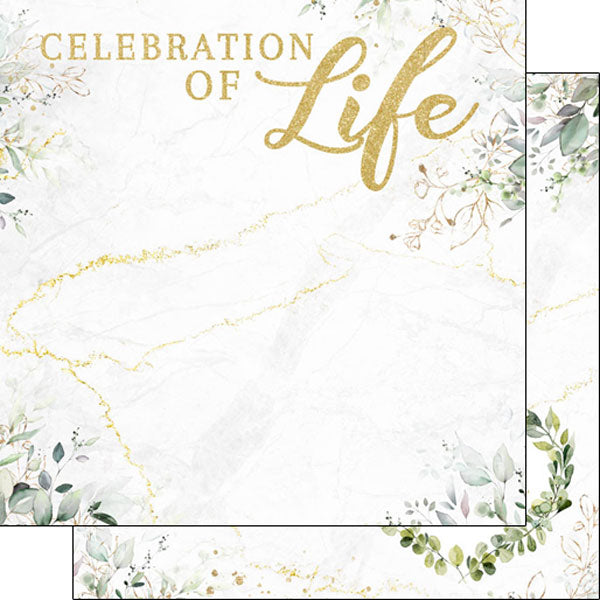 Holy Sacraments Collection Celebration of Life Eucalyptus & Gold 12 x 12 Double-Sided Scrapbook Paper by Scrapbook Customs