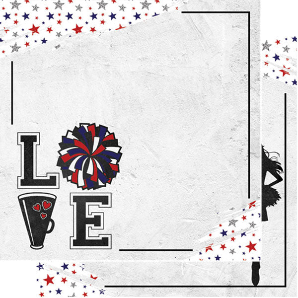 Love Sports Collection Cheer 12 x 12 Double-Sided Scrapbook Paper by Scrapbook Customs