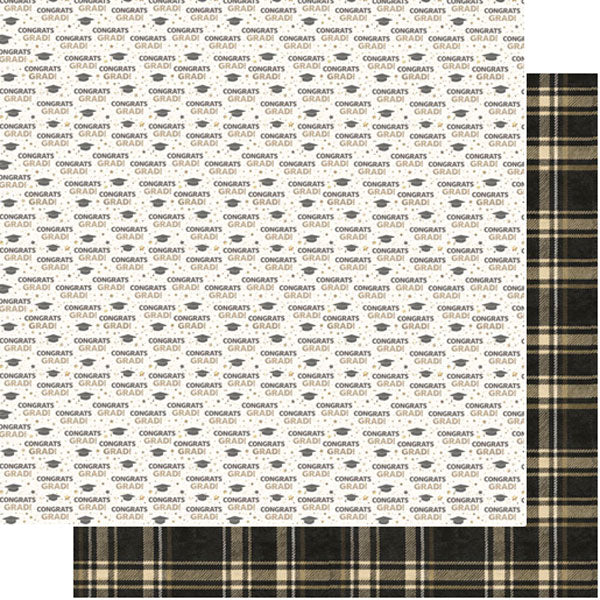 Graduation Collection Senior Plaid 12 x 12 Double-Sided Scrapbook Paper by Scrapbook Customs