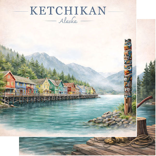 Scenic Alaska Collection Ketchikan, Alaska 12 x 12 Double-Sided Scrapbook Paper by Scrapbook Customs