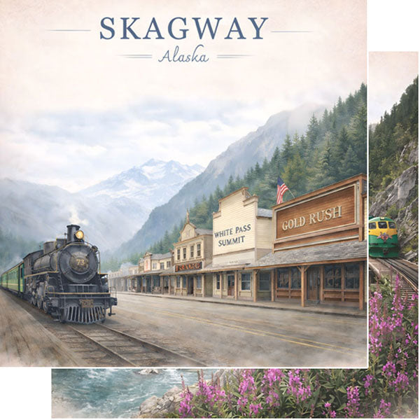 Scenic Alaska Collection Skagway, Alaska 12 x 12 Double-Sided Scrapbook Paper by Scrapbook Customs