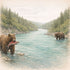 Scenic Alaska Collection Bears & Salmon On The River 12 x 12 Double-Sided Scrapbook Paper by Scrapbook Customs