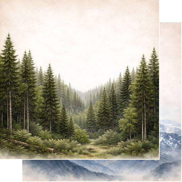 Scenic Alaska Collection Forest & Mountain Glacier 12 x 12 Double-Sided Scrapbook Paper by Scrapbook Customs