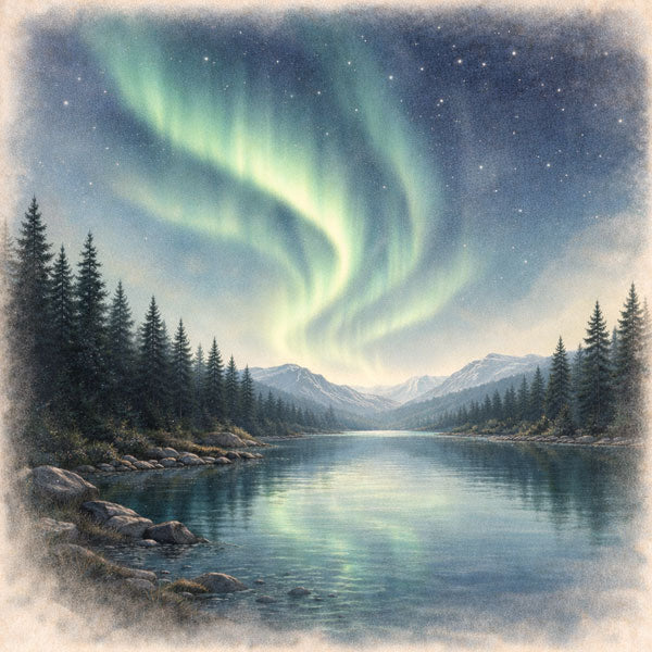 Scenic Alaska Collection Northern Lights & Steel Blue Water 12 x 12 Double-Sided Scrapbook Paper by Scrapbook Customs
