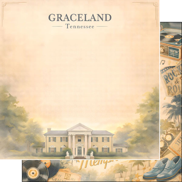 Graceland, Memphis, Tennessee 12 x 12 Double-Sided Scrapbook Paper by Scrapbook Customs