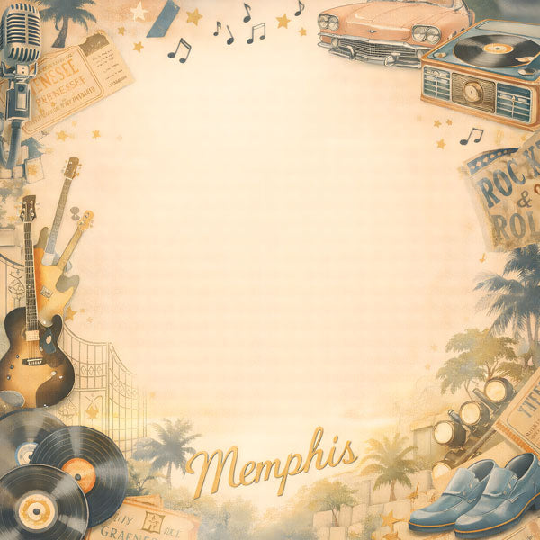 Graceland, Memphis, Tennessee 12 x 12 Double-Sided Scrapbook Paper by Scrapbook Customs
