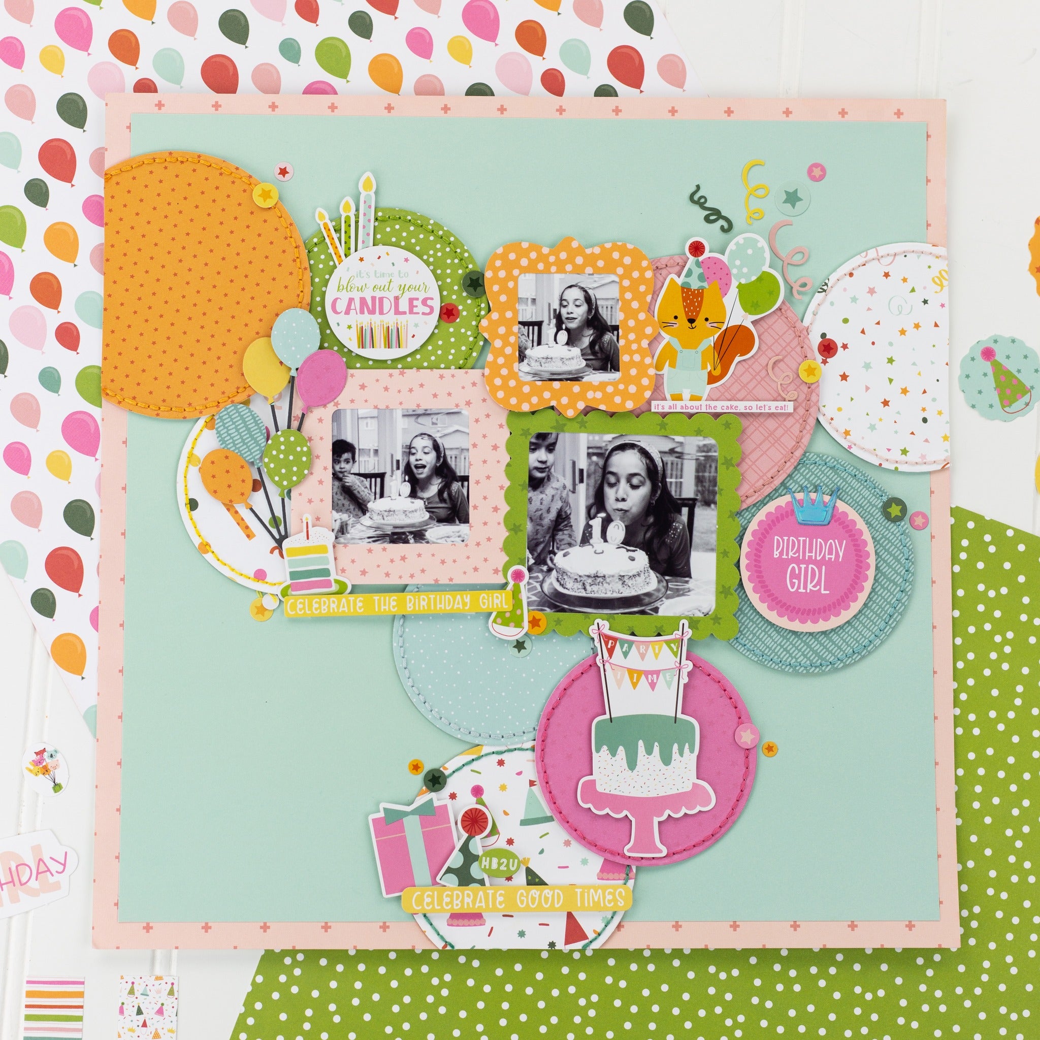 A Birthday Wish Collection Girl Confetti & Candles 12 x 12 Double-Sided Scrapbook Paper by Echo Park Paper