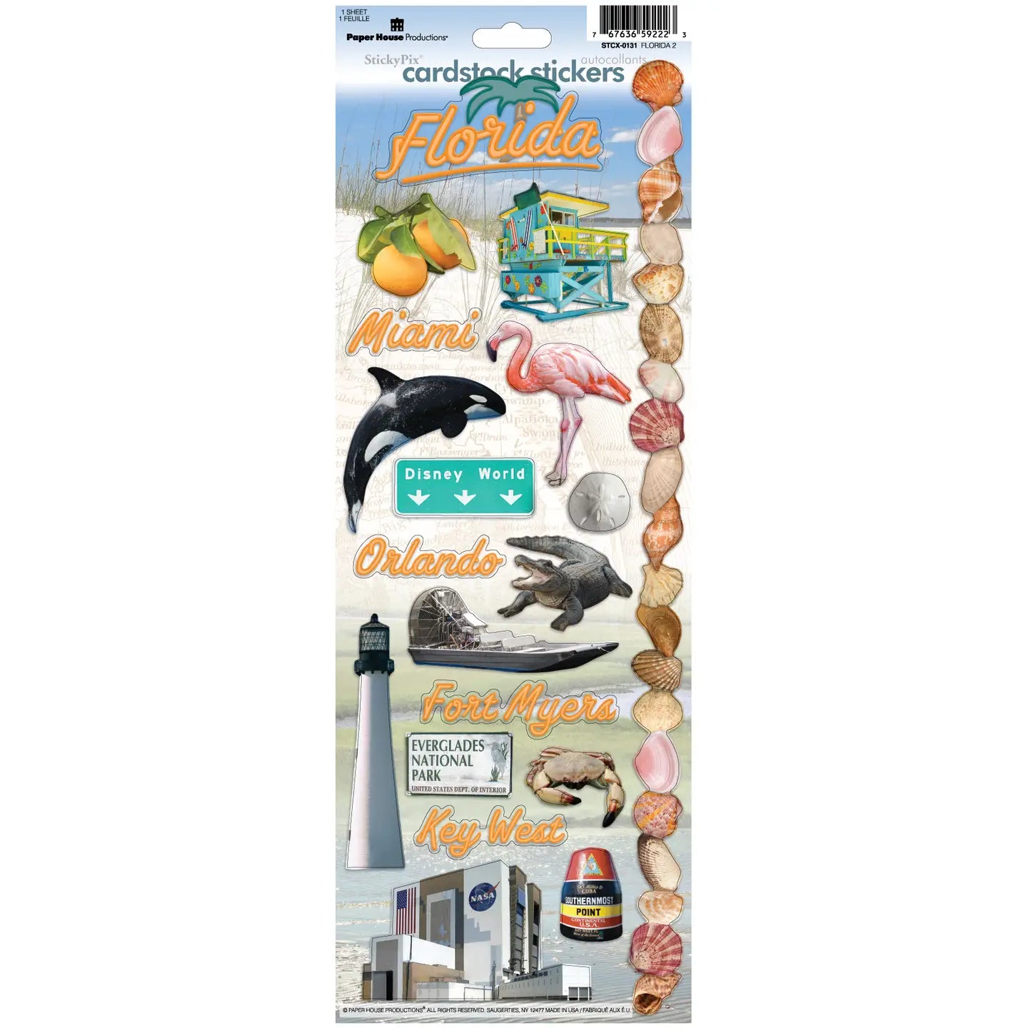 Florida Collection  4.5 x 13 Cardstock Sticker by Paper House Productions