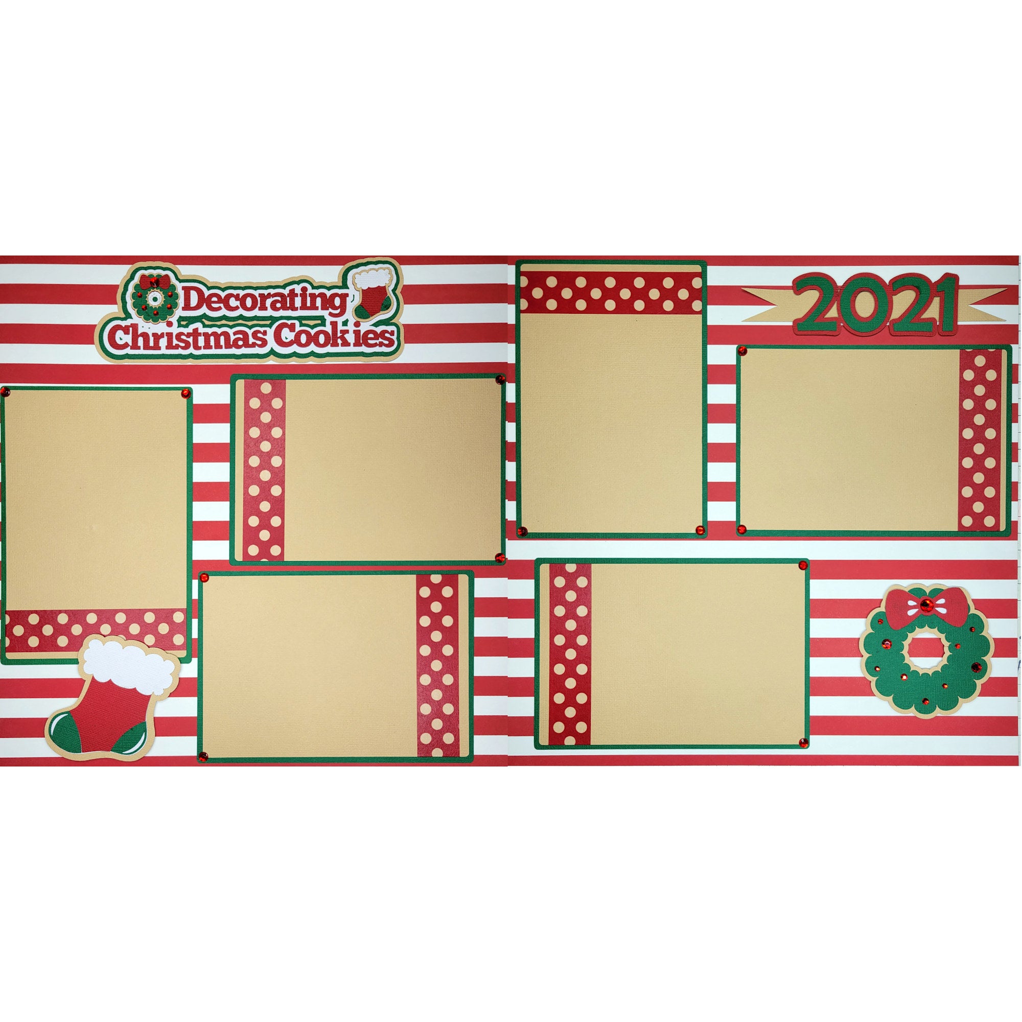 Decorating Christmas Cookies Customized, Pre-Made Embellished Two-Page 12 x 12 Scrapbook Layout by SSC Designs
