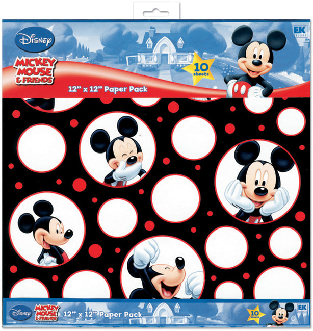 Disney Collection Mickey Mouse & Friends 12 x 12 Scrapbook Paper Pack by American Crafts - 10 Textured Scrapbook Papers
