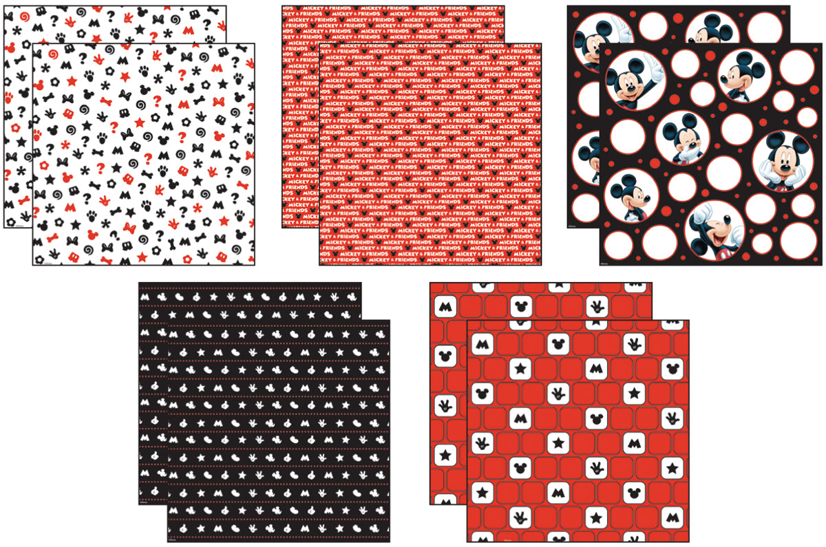 Disney Collection Mickey Mouse & Friends 12 x 12 Scrapbook Paper Pack by American Crafts - 10 Textured Scrapbook Papers