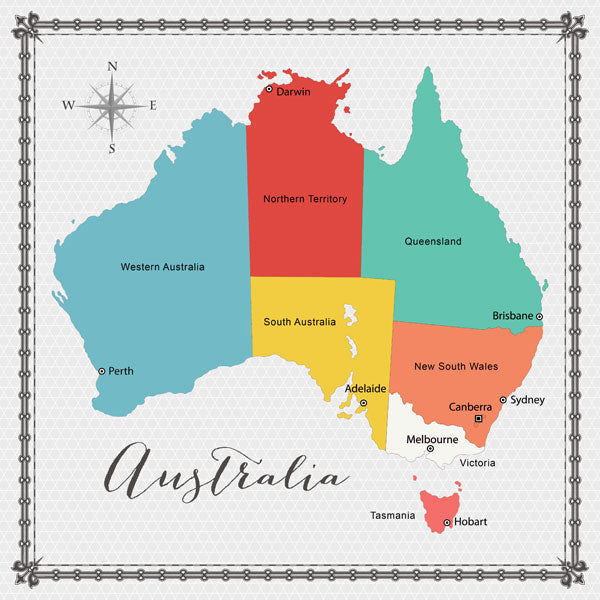 Travel Memories Collection Australia Map 12 x 12 Double-Sided Scrapbook Paper by Scrapbook Customs