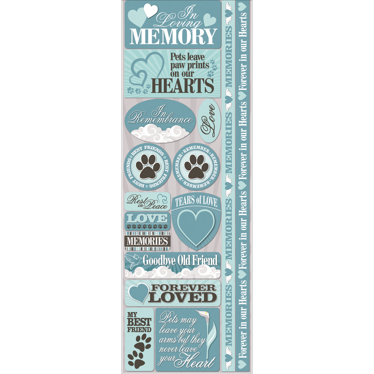 Signature Series Collection Pet Loss In Loving Memory 4 x 12 Cardstock Sticker Sheet by Reminisce