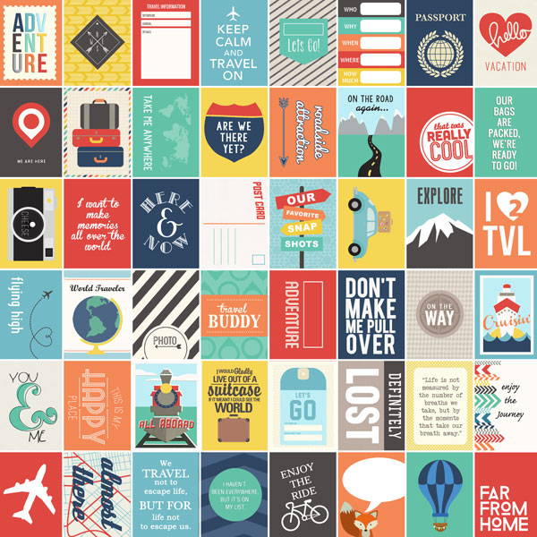 Travel Memories Collection Mini Cards 12 x 12 Double-Sided Scrapbook Paper by Scrapbook Customs