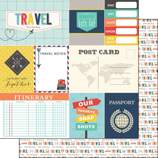 Travel Memories Collection Travel Memories 12 x 12 Double-Sided Scrapbook Paper by Scrapbook Customs
