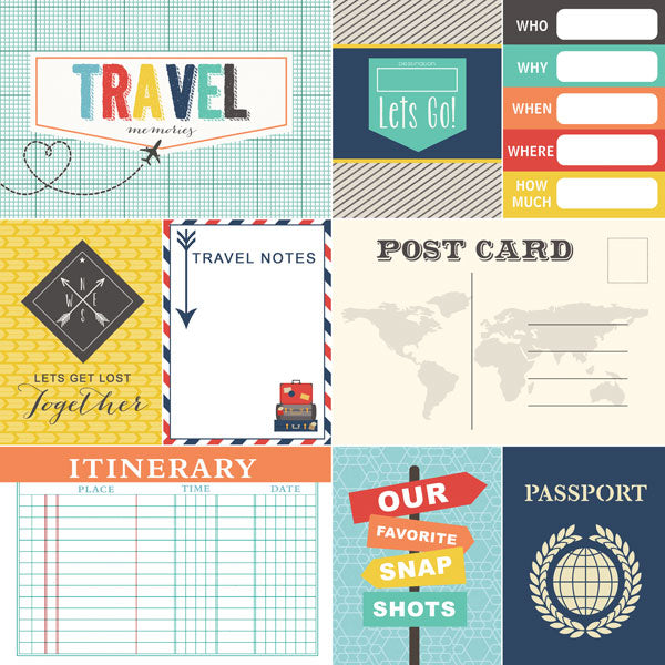 Travel Memories Collection Travel Memories 12 x 12 Double-Sided Scrapbook Paper by Scrapbook Customs