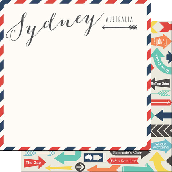 Travel Memories Collection Sydney Air Mail 12 x 12 Double-Sided Scrapbook Paper by Scrapbook Customs