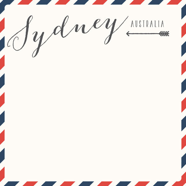 Travel Memories Collection Sydney Air Mail 12 x 12 Double-Sided Scrapbook Paper by Scrapbook Customs