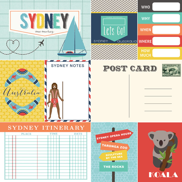 Travel Memories Collection Sydney Journal 12 x 12 Double-Sided Scrapbook Paper by Scrapbook Customs
