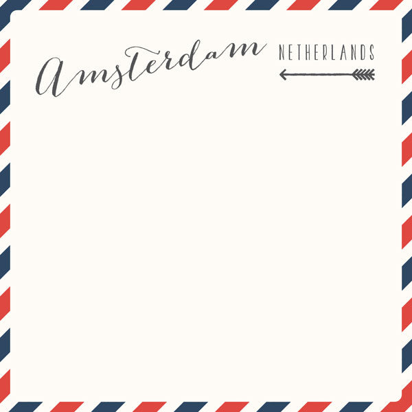 Travel Memories Collection Amsterdam Air Mail 12 x 12 Double-Sided Scrapbook Paper by Scrapbook Customs