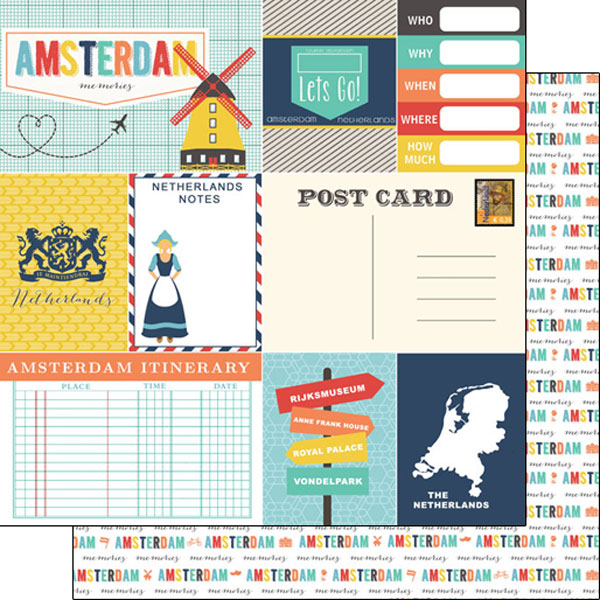 Travel Memories Collection Amsterdam Journal 12 x 12 Double-Sided Scrapbook Paper by Scrapbook Customs