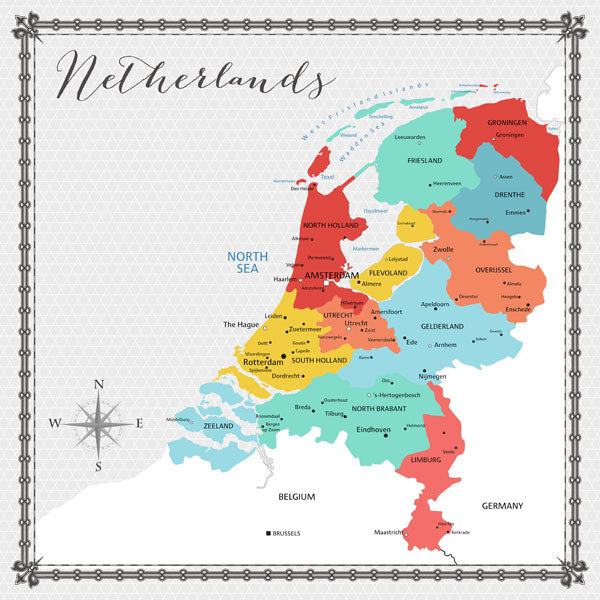 Travel Memories Collection Netherlands Map 12 x 12 Double-Sided Scrapbook Paper by Scrapbook Customs