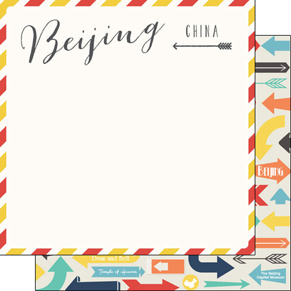 Travel Memories Collection Beijing Air Mail 12 x 12 Double-Sided Scrapbook Paper by Scrapbook Customs