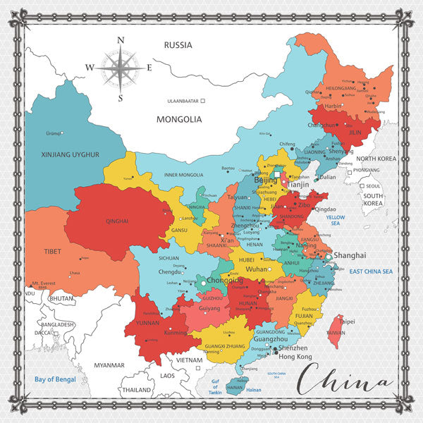 Travel Memories Collection China Map 12 x 12 Double-Sided Scrapbook Paper by Scrapbook Customs