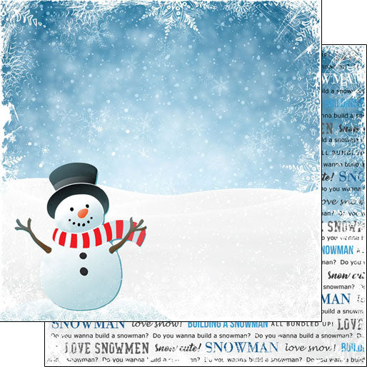 Winter Fun Collection Build A Snowman 12 x 12 Double-Sided Scrapbook Paper by Scrapbook Customs