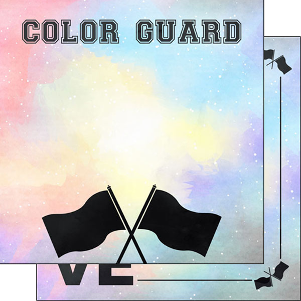 Watercolor Sports Collection Color Guard 12 x 12 Double-Sided Scrapbook Paper by Scrapbook Customs