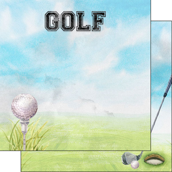 Watercolor Sports Collection Golf 12 x 12 Double-Sided Scrapbook Paper by Scrapbook Customs
