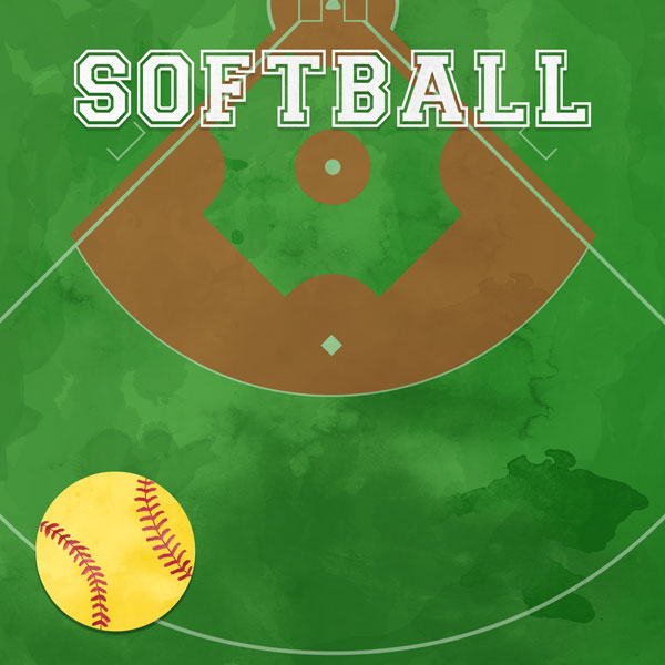 Watercolor Sports Collection Softball 12 x 12 Double-Sided Scrapbook Paper by Scrapbook Customs