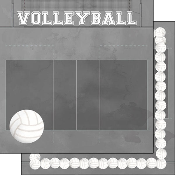 Watercolor Sports Collection Volleyball 12 x 12 Double-Sided Scrapbook Paper by Scrapbook Customs