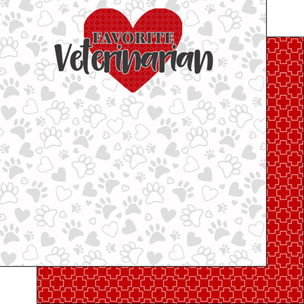 Occupation Collection Veterinarian Love 12 x 12 Double Sided Scrapbook Paper by Scrapbook Customs