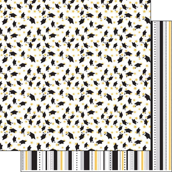 Graduation Collection Graduation Hats & Stars 12 x 12 Double-Sided Scrapbook Paper by Scrapbook Customs