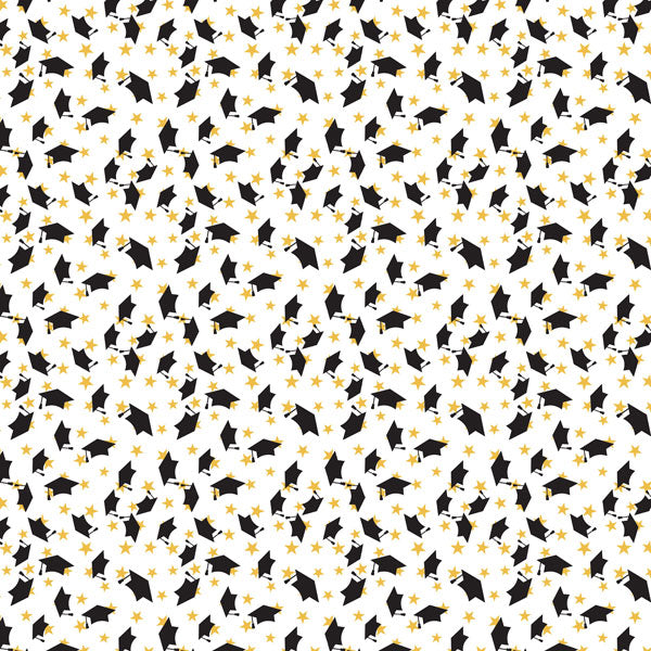 Graduation Collection Graduation Hats & Stars 12 x 12 Double-Sided Scrapbook Paper by Scrapbook Customs