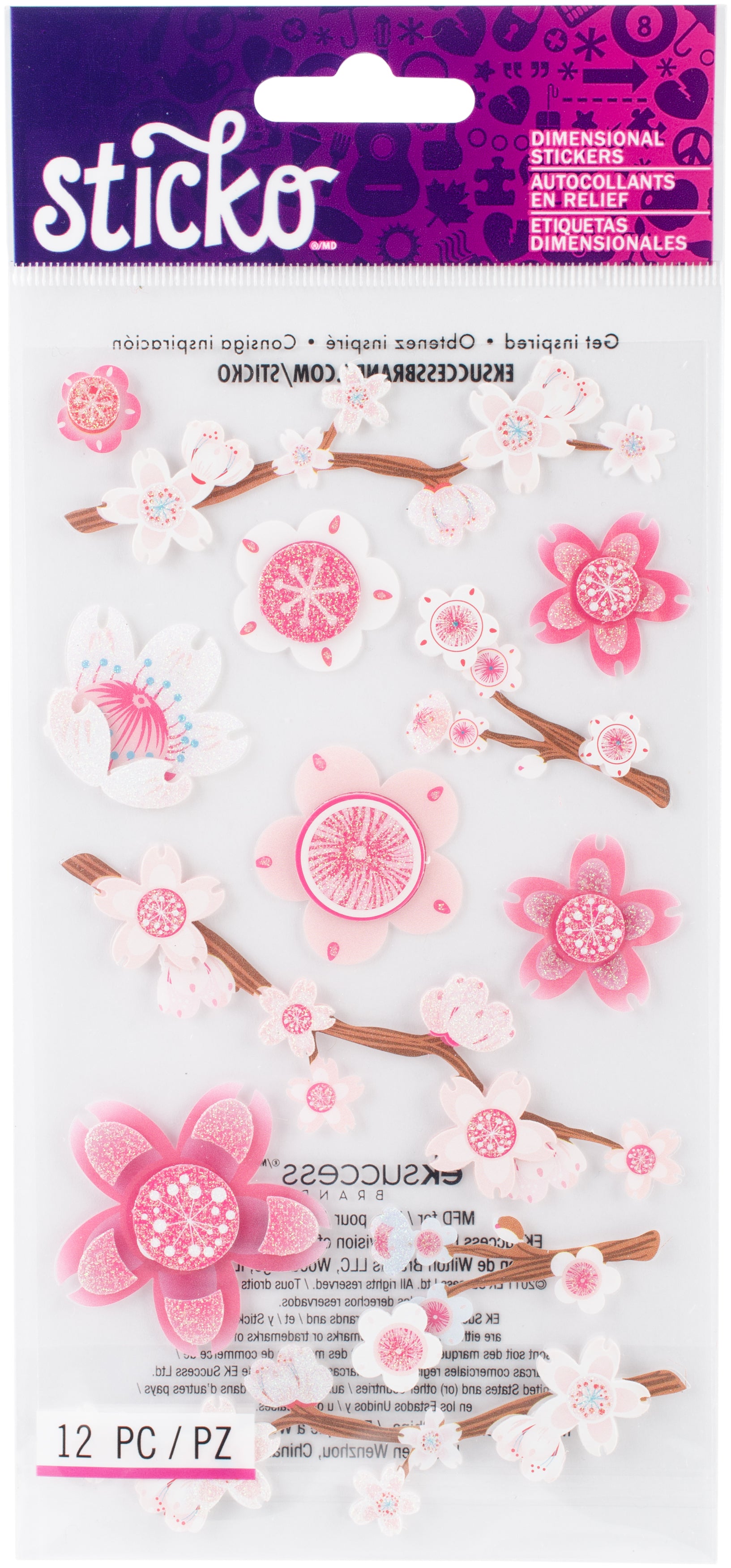 Travel Collection Cherry Blossoms 4 x 7 Dimensional Scrapbook Stickers by Sticko