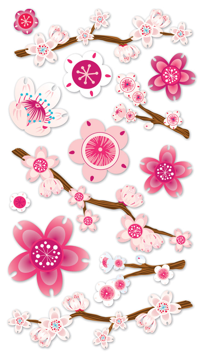 Travel Collection Cherry Blossoms 4 x 7 Dimensional Scrapbook Stickers by Sticko