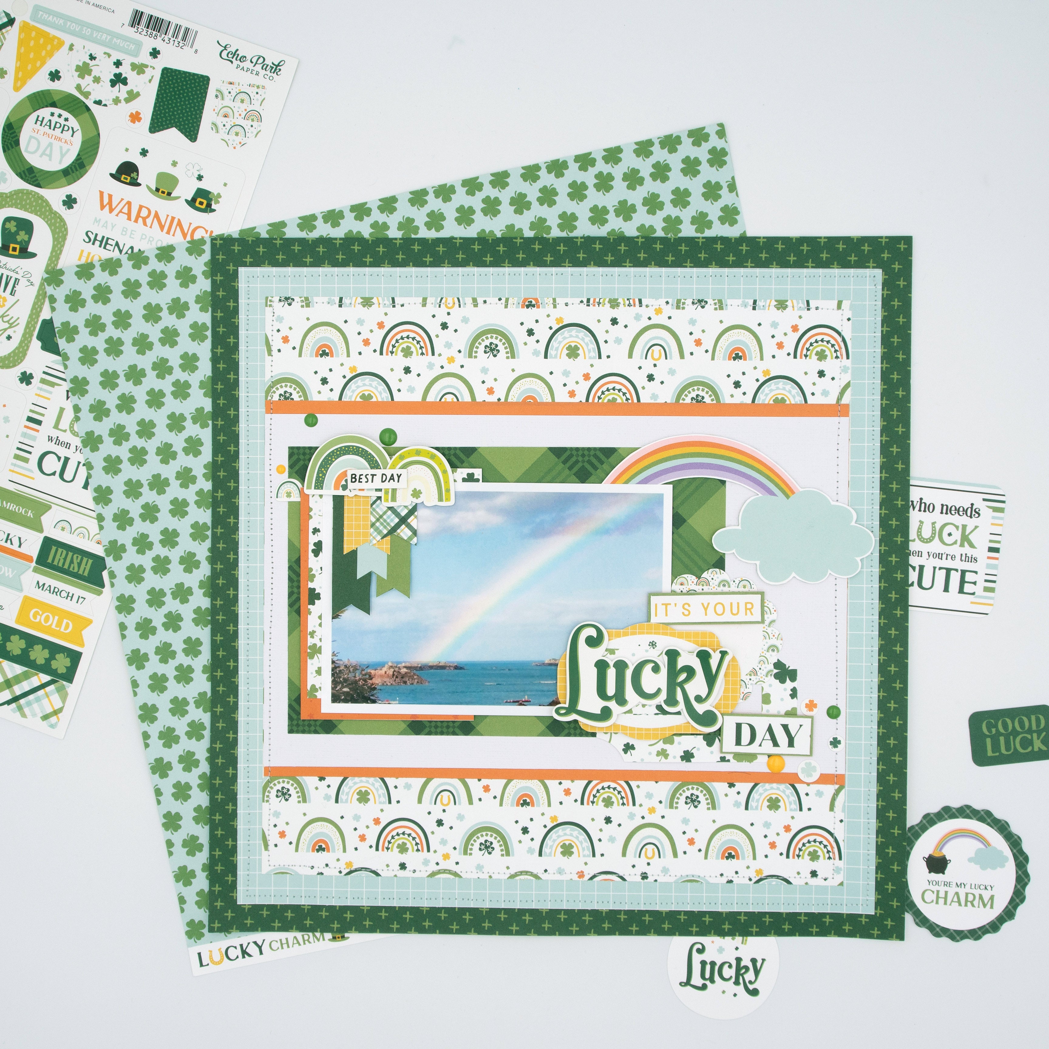 Lucky Charm Collection Shamrocks 12 x 12 Double-Sided Scrapbook Paper by Echo Park Paper