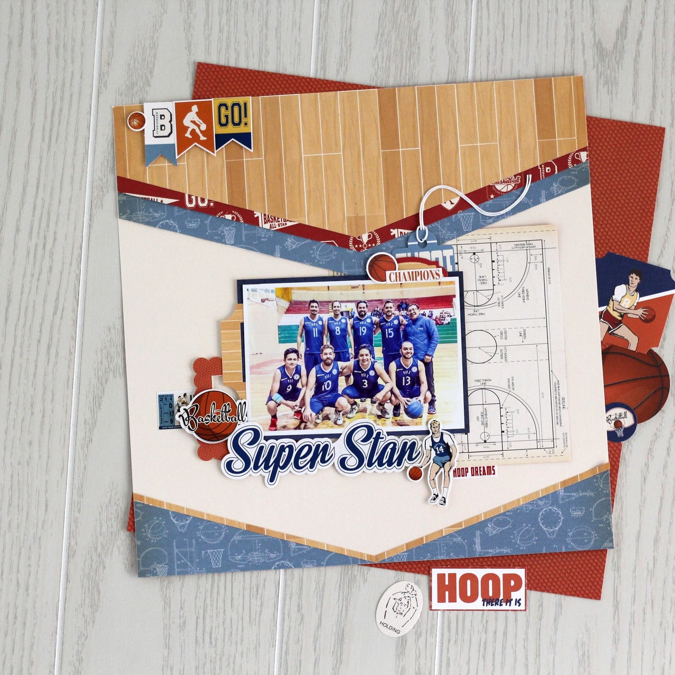 Basketball Scrapbook Paper & Sticker Collection Kit by Echo Park Paper - 13 Pieces
