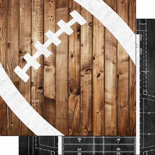 Wood Sports Collection Football Brown Wood 12 x 12 Double-Sided Scrapbook Paper by Scrapbook Customs - Scrapbook Supply Companies