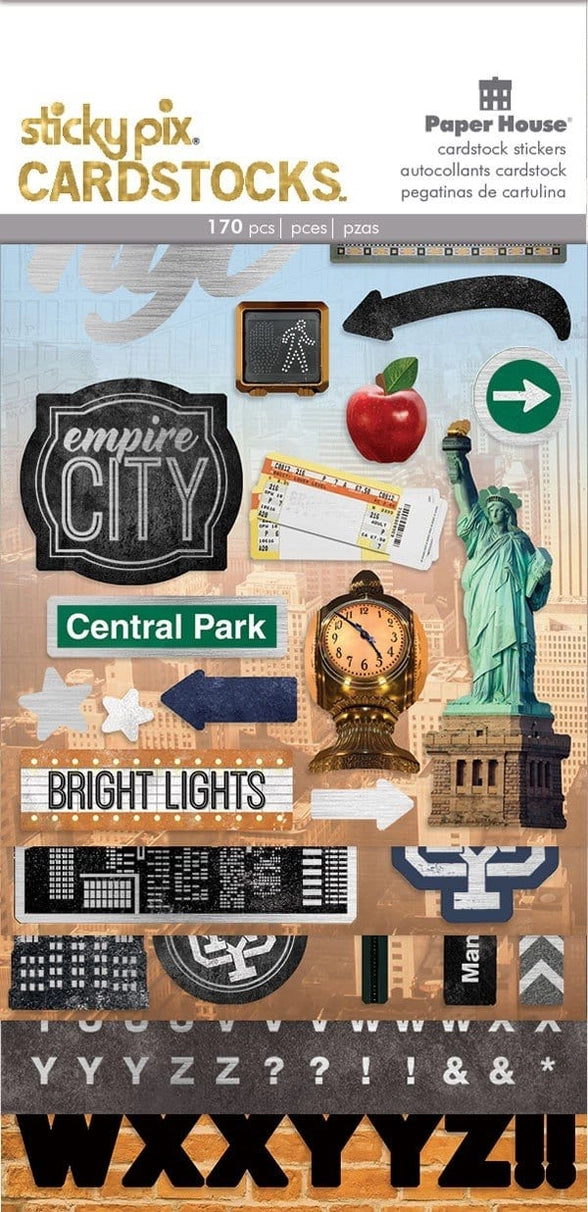 New York Collection Sticky Pix Cardstock 4 x 10 Silver-Foiled Sticker Multi-Pack Scrapbook Embellishments by Paper House Productions