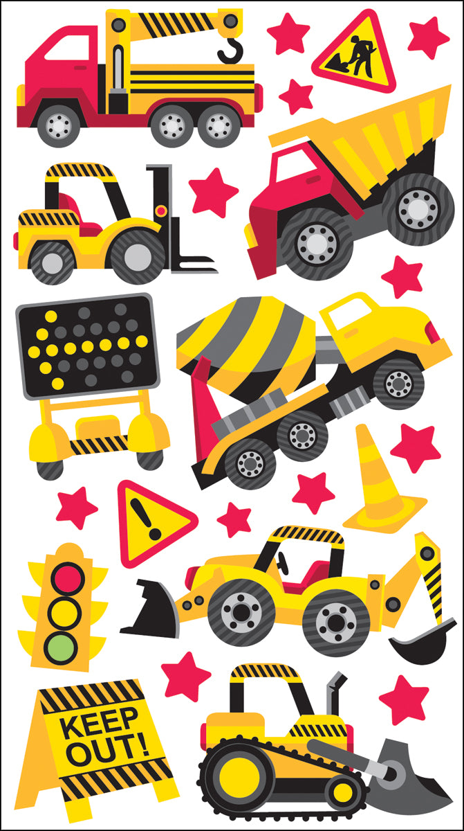 Construction Zone 4 x 7 Dimensional Scrapbook Sticker Sheet by Sticko
