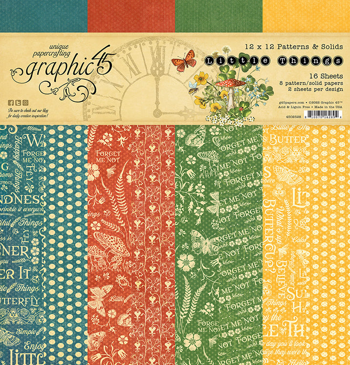 Little Things Collection 12 x 12 Patterns & Solids Scrapbook Paper Pack by Graphic 45