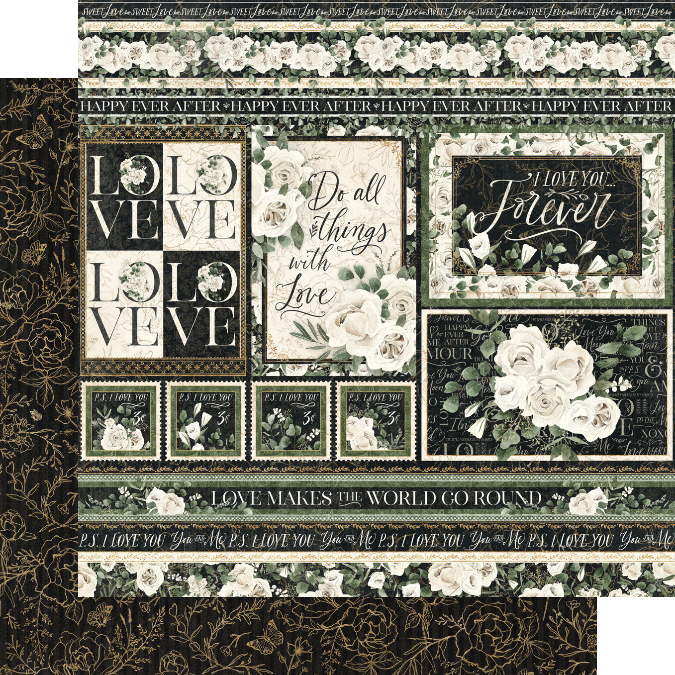 P.S. I Love You Collection Happy Ever After 12 x 12 Double-Sided Scrapbook Paper by Graphic 45 - Scrapbook Supply Companies