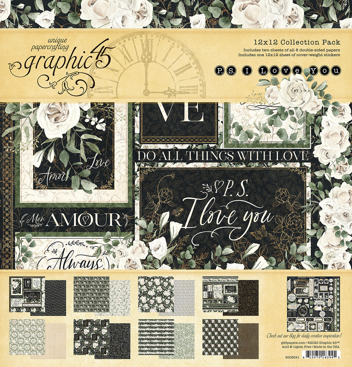 P.S. I Love You 12 x 12 Scrapbook Collection Pack by Graphic 45 - 17 Pieces