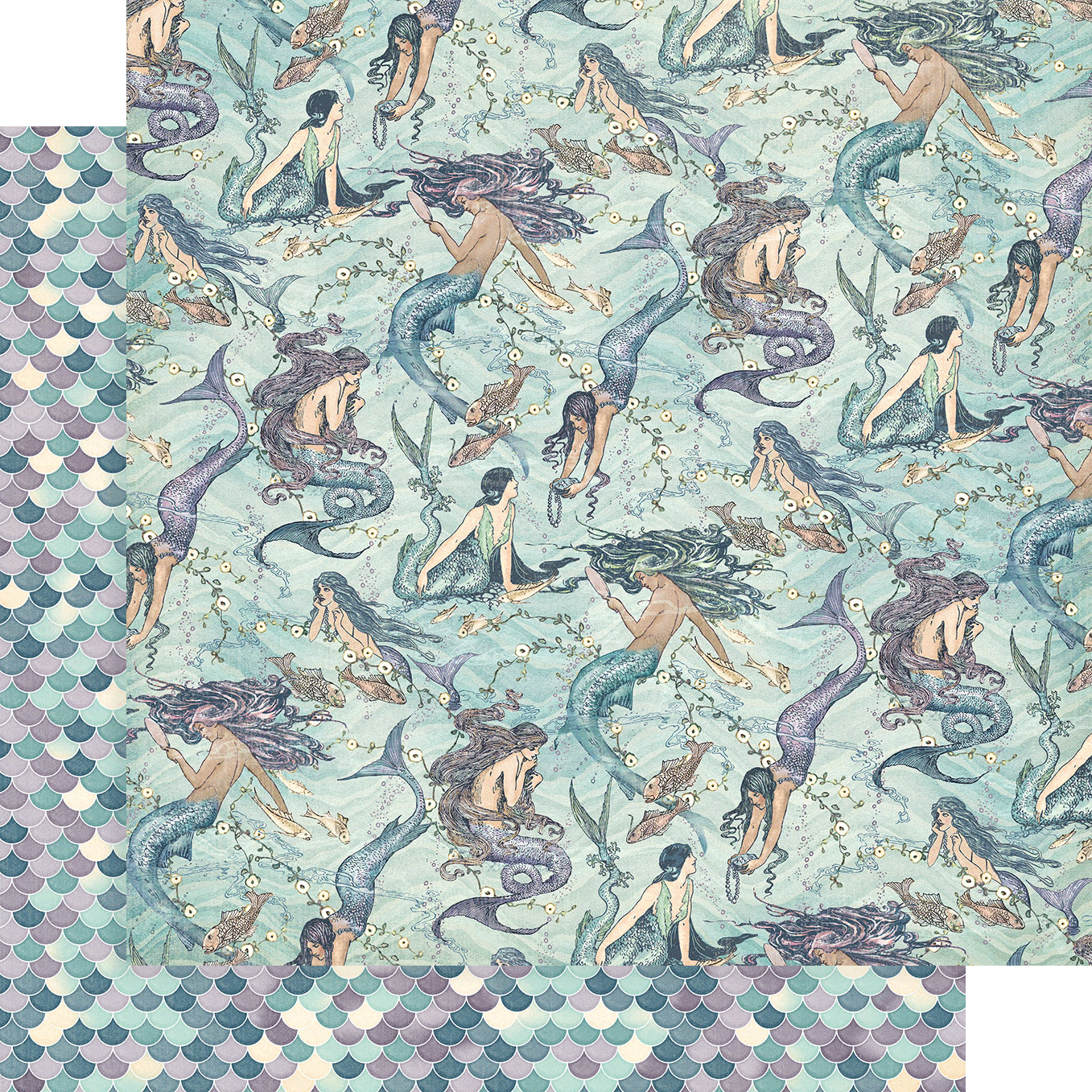Make A Splash Collection Born To Be A Mermaid 12 x 12 Double-Sided Scrapbook Paper by Graphic 45