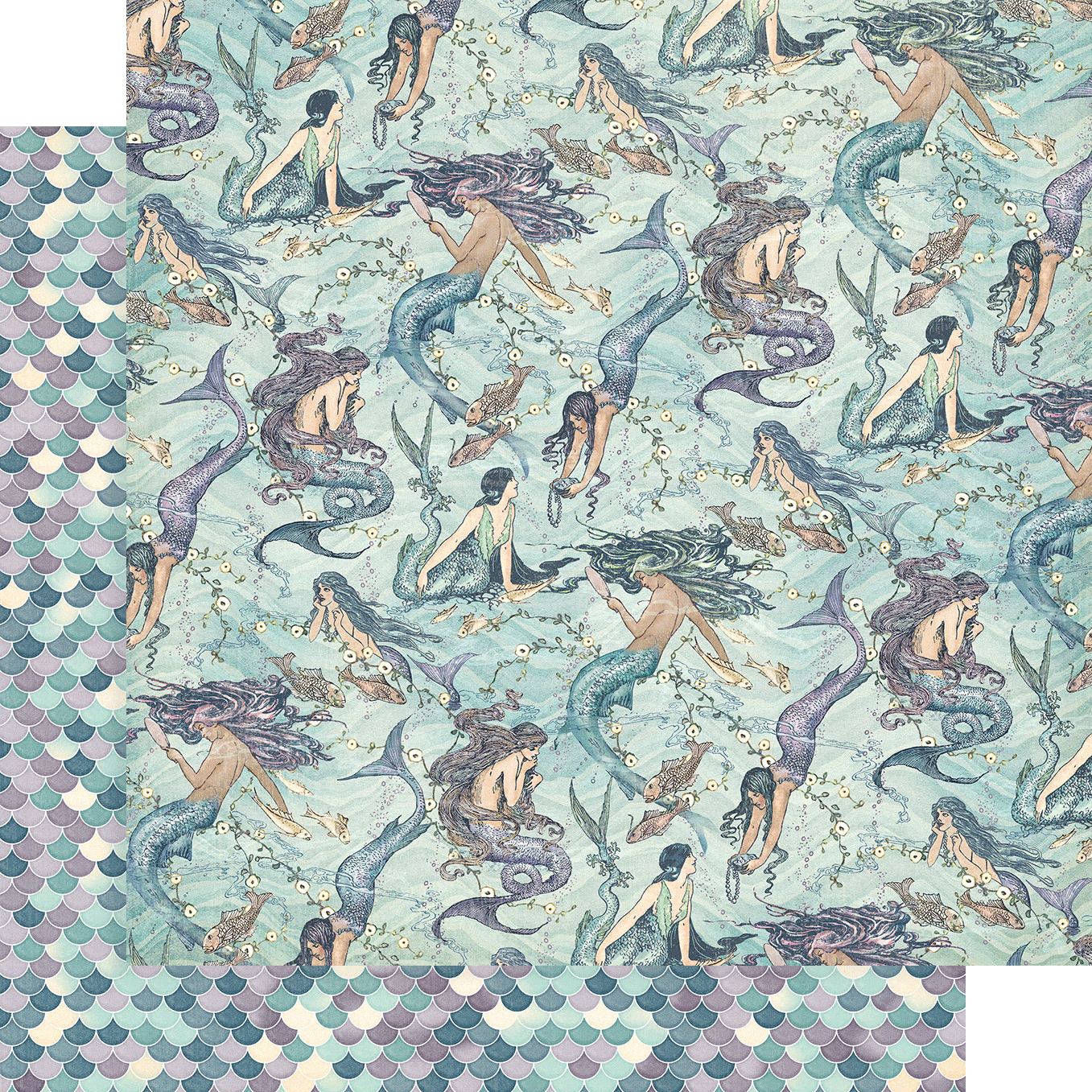 Make A Splash Collection Born To Be A Mermaid 12 x 12 Double-Sided Scrapbook Paper by Graphic 45 - Scrapbook Supply Companies