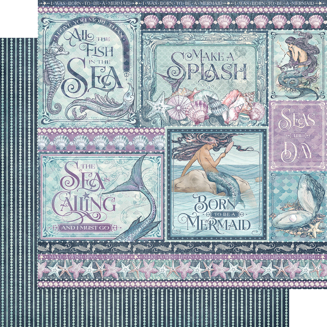 Make A Splash Collection Seas The Day 12 x 12 Double-Sided Scrapbook Paper by Graphic 45